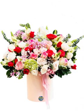 24 Elegant Assorted Pink and Red Roses