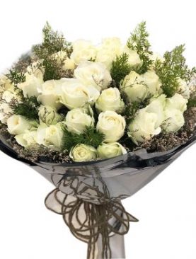 24 Purity White Roses Bouquet