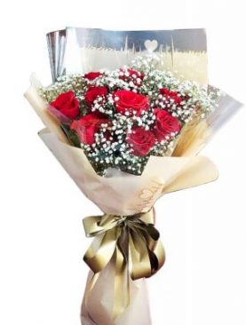 One Dozen Ruby Rose Bouquet