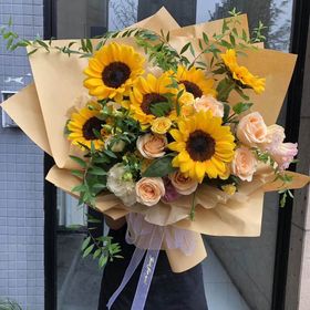 Sunflowers and roses